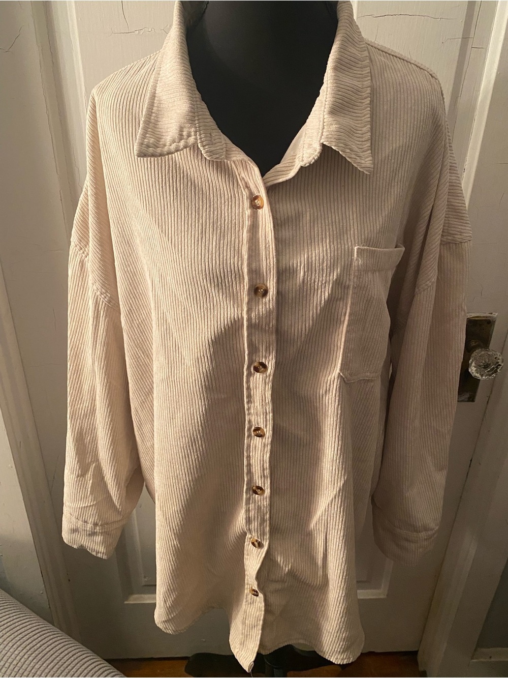 Women’s Cream Corduroy Button-Down Shirt